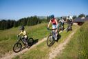 Mountain biking family in Les Gets centre
