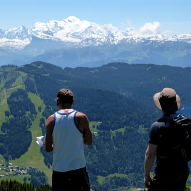 Dan and Stu hiking in Les Gets