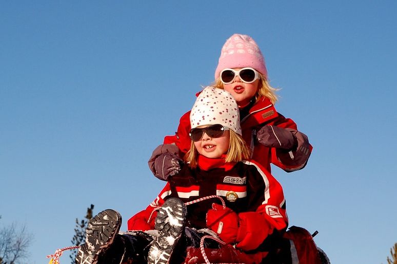 Children sledging in Les Gets