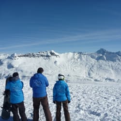 Skiing on a winter holiday in Les Gets