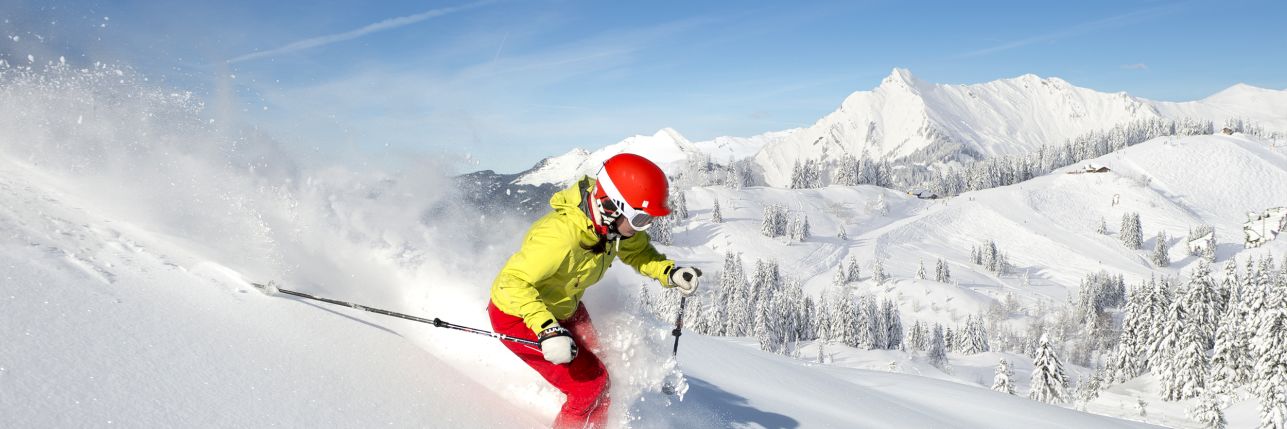 Person skkiing off piste in Les Gets