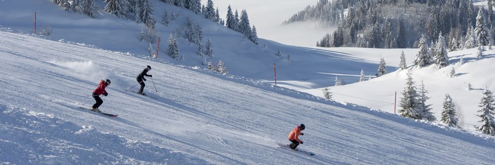 Des vacanciers skiant aux Gets