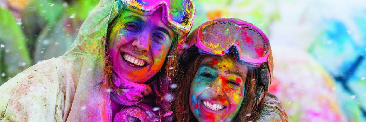Two people during Ski Colour Festival in Les Gets