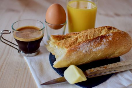 Tasty french bread with breakfast
