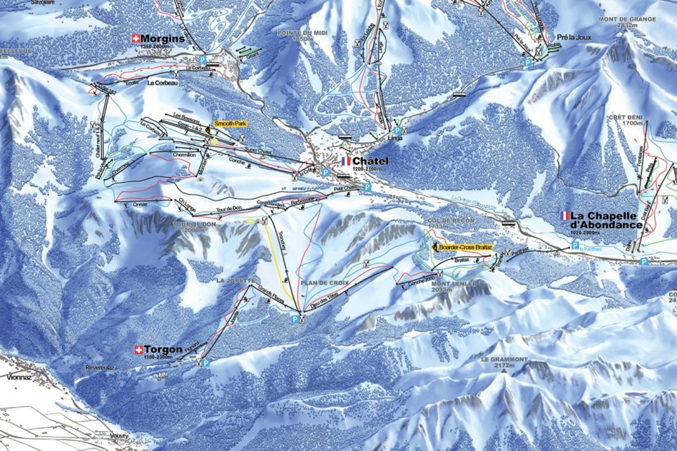Plan des pistes des Portes du Soleil