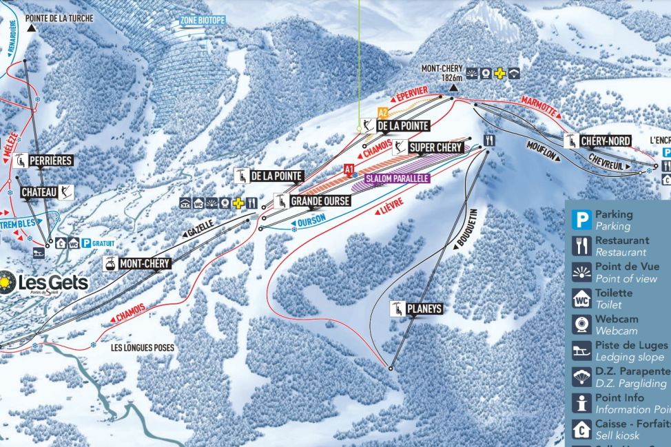 Les Gets Mont Chery Ski Touring and Snowshoeing Map