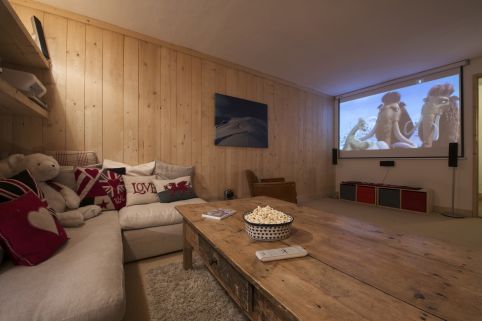 Cinema room in Luxury Chalet La Chouette, Meribel