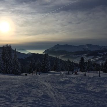 Mountain view at sunset in Les Gets