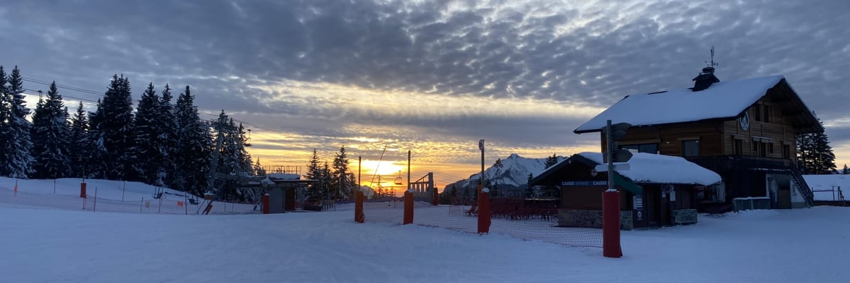 Sunset over a Les Gets Chalet