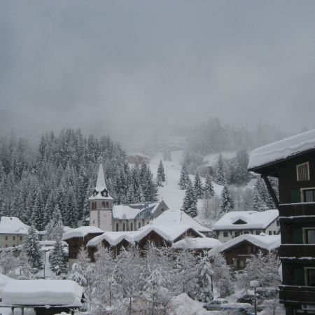 Les Gets village covered in snow